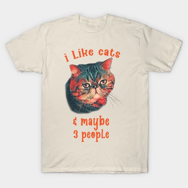 I Like Cats & Maybe 3 People T-Shirt by Trendsdk